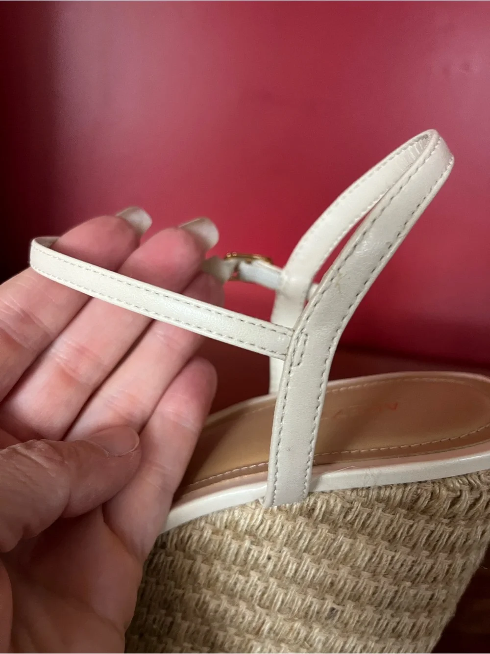 New Arezzo Cream Knot Espadrille Wedge Sandals